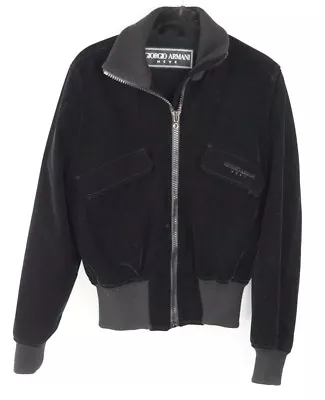 Buy Giorgio Armani NEVE Black Velvet Full Zip Bomber Jacket Women Size Euro 40 US 6 • 122.84£