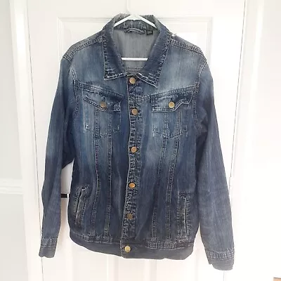 Buy Southbay Denim Jacket Size 40/42 Blue Cotton Pockets Button Fastening Distressed • 19.95£