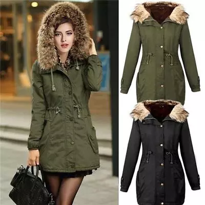 Buy Women's Stylish And Warm Long Parka Thicken Cotton Padded Winter Coat Jacket • 23.63£