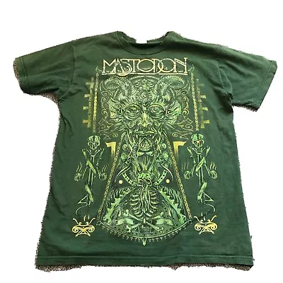 Buy Mastodon Skull Metal Band T-shirt T Shirt Merchandise Small Green Yellow Vintage • 15£