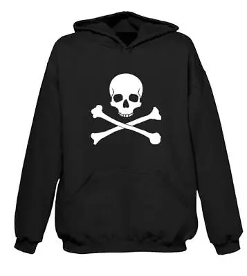 Buy SKULL & CROSSBONES HOODY - Pirate Fancy Dress Pirates T-Shirt Jolly Roger Goth • 25.95£