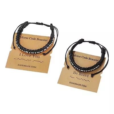 Buy Morse Code Bracelet PU Leather Bracelet Decor Unique Jewelry Mens Bracelet For • 6.04£