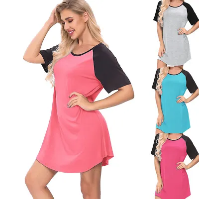 Buy Ladies Short Sleeve Night Shirt Nightdress Womens Nightie Nightshirts PJ PYJAMAs • 6.99£