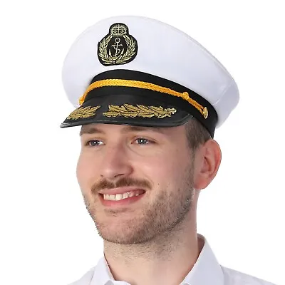Buy Captain Hat Navy Sailor Fancy Dress Boat Yacht Skipper Hat Costume Cosplay Ship • 8.99£