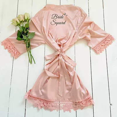Buy Sexy V-neck Dress Lace Bride Bridesmaid Wedding Personalized Kimono Robe Pajamas • 13.99£
