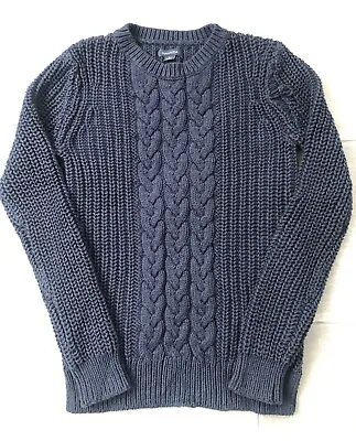 Buy Nautica Jumper Womens Size Small Navy Blue Cable Knit Round Neck Sweater • 3.99£