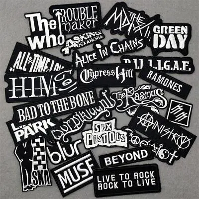 Buy 25pcs Job Lot Patches Rock Metal Band Iron On Patch For Festival Hat Jacket Bag • 25.19£