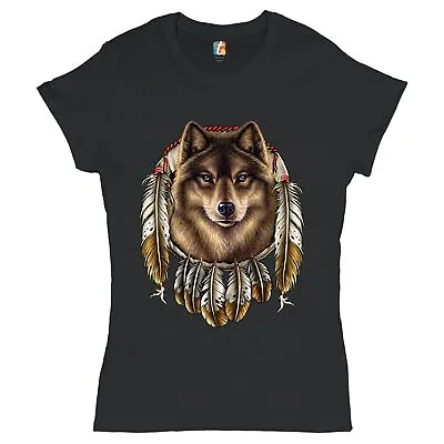 Buy Wolf Spirit T-Shirt Native American Dreamcatcher Indigenous Women's Tee • 24.52£