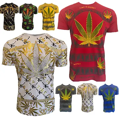 Buy Men’s Leaf T Shirts Weed Cannabis Top Urban Hip Hop Shirt Tee Marijuana Ganja • 15.75£