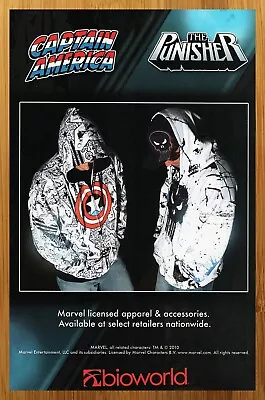 Buy 2010 Bioworld Marvel Apparel Print Ad/Poster Captain America Punisher Hoodie Art • 14.20£