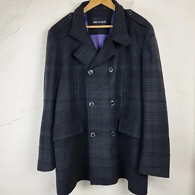 Buy Autograph Mens Large Wool Check Peacoat Charcoal Formal Woven Smart Button • 47.69£