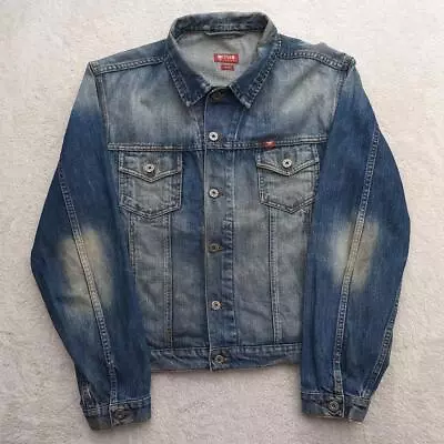Buy Mens Mustang Denim Blue Jeans Trucker Jacket Button Vintage 100% Cotton Size XL • 17£