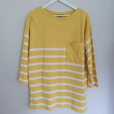 Buy M&S Pure Cotton Top Size 12 Oversized Yellow & White Striped Pockets • 11£