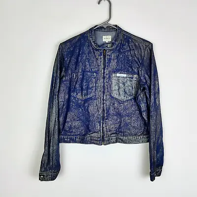 Buy Calvin Klein Jeans Dark Blue Lightweight Metallic Denim Jacket - Size S • 23.99£