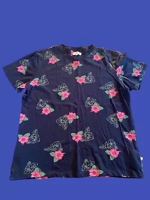 Buy Casual Friday Men's T-Shirt Pink Peonies Size Large 95/5 Cotton/Elastane • 14.99£