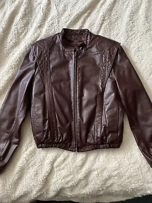 Buy Berman’s Leather Bomber Women’s Oxblood Zipper “fur”  Lined Jacket Size 12 • 94.71£