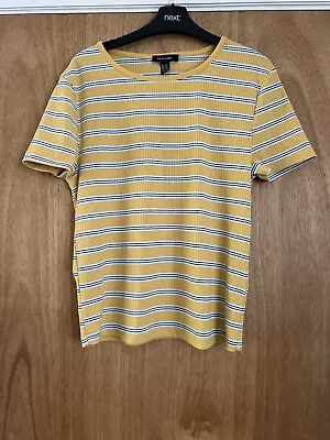 Buy New Look Ladies Yellow With Blue And White Stripped T-shirt Size 16 • 2.99£
