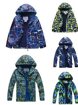 Buy Boys Kids Waterproof Rain Coat Hooded Fleece School Lined Jacket  Mountaineering • 20.69£