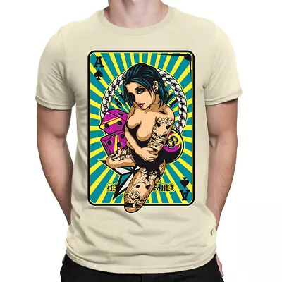 Buy Ace Of Spades Girl Pinup Mens T-Shirt | Screen Printed • 12.95£