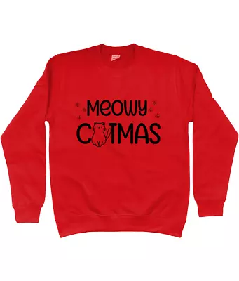 Buy Unisex Meowy Catmas Christmas Jumper, Cat Lover Christmas Jumper Red • 30£