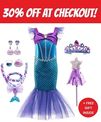 Buy Mermaid Dress-up Set Princess Ariel Fancy Costume Disney Character Outift Party • 15.89£