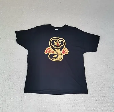 Buy Fruit Of The Loom Cobra Kai T Shirt Mens 2XLarge Black Crew Neck Graphic Print • 7.98£