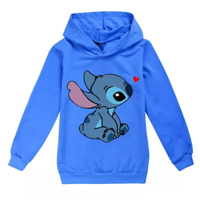 Buy Lilo And Stitch Childs Boys Print Casual Hoodie Hooded Tops Sweatshirt Pullover • 12.82£