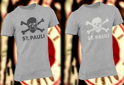 Buy St Pauli T-Shirt - Ultras Brigade Skull And Cross Bones - Marl Grey With Crest • 16.10£
