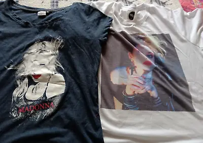 Buy 2x Madonna New  Ladies T Shirts   1x White & 1x Blue Size Xl/16 Small Fit 12/14 • 20£