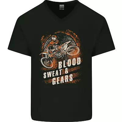 Buy Blood Sweat And Gears Motocross Dirt Bike Mens V-Neck Cotton T-Shirt • 11.99£