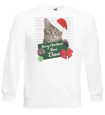 Buy Adults Merry Christmas Love Dave The Cat England Mascot White Christmas Jumper • 18.66£