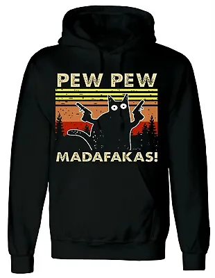 Buy PEW PEW MADAFAKAS Vintage Funny Hoody Cat Retro Kitten Xmas Hoodie Sweatshirt • 19.99£