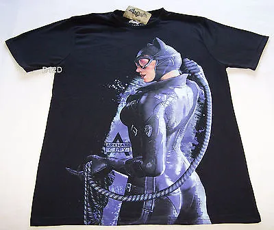 Buy Batman Arkham Cat Woman Mens Black Printed Short Sleeve T Shirt Size M New • 12.63£