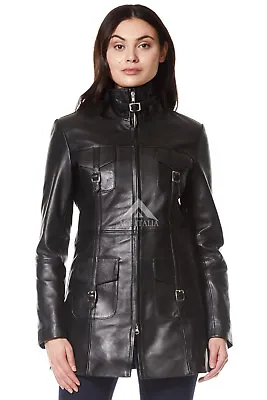 Buy 'MISTRESS' Ladies BLACK Gothic Style Fitted Real Lambskin Leather Jacket Coat • 95.79£
