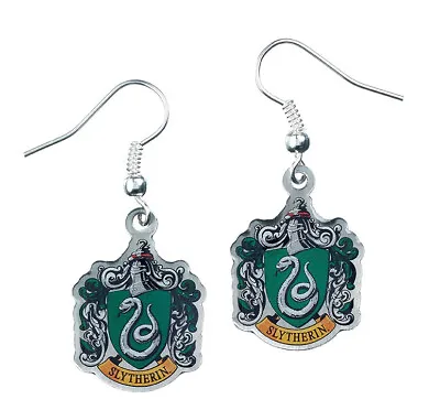 Buy Official Harry Potter Silver Plated Slytherin Crest Earrings Jewelry • 12.95£