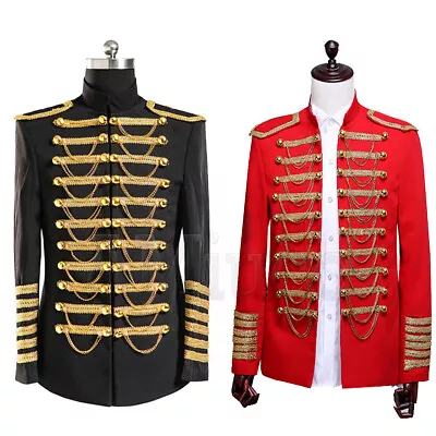 Buy Men's Military Uniform Hussar Jacket Artillery Tunic Tops Drummer Steampunk Coat • 34.79£