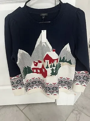 Buy Talbots Puffed Sleeve Christmas Scene Sweater NWT Size PM • 13.42£