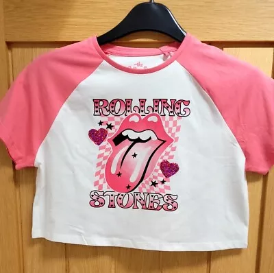 Buy Girls TU Rolling Stones Crop Tshirt 9 Years NWT • 2.99£