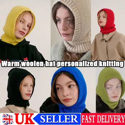 Buy Warm Snood Collar Windproof Balaclava Hat Knitted Hat Beanie Cap Hooded Scarf UK • 12.66£