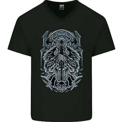 Buy Viking God Odin Valhalla Norse Warrior Mens V-Neck Cotton T-Shirt • 11.99£