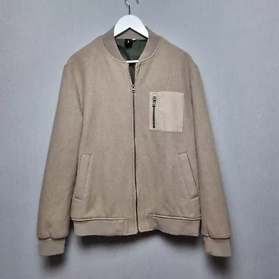 Buy Kin John Lewis Bomber Jacket Mens Size L Beige Full Zip Band Collar Chest Pocket • 45.99£
