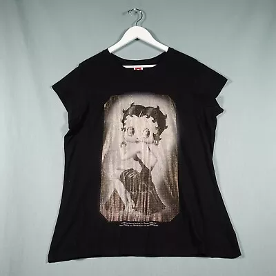 Buy Betty Boop T Shirt Womens 22 Black Gold Print Cartoon 2009 Shiny Top Vintage • 29.97£