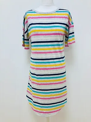 Buy Womens Short Sleeve Nightie Sleep Tee Rainbow Stripe Cool Cotton Ex M&S Rrp £14 • 11.49£