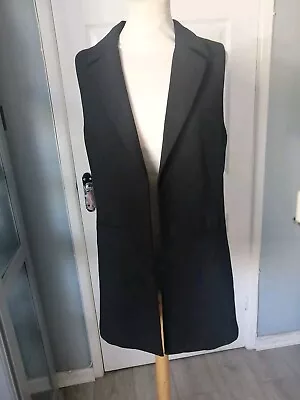 Buy Katherine Barclay Ladies Sz12 Black Sleeveless Longline Waistcoat Jacket Gillet • 9.99£