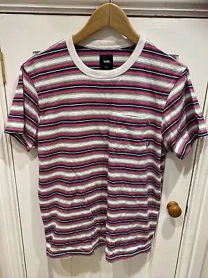 Buy Vans Size Small 10 Pink Stripe Short Sleeve T-shirt • 6£