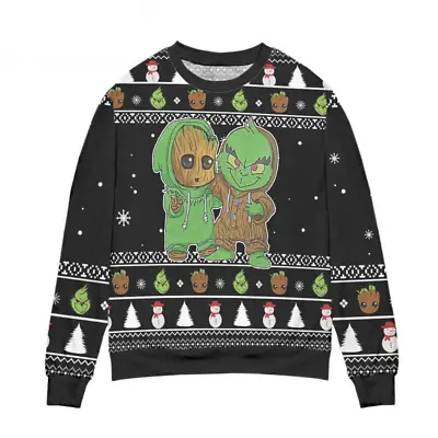 Buy Best Friends Baby Groot And Grinch Ugly Christmas Knitted Sweater. • 41.57£