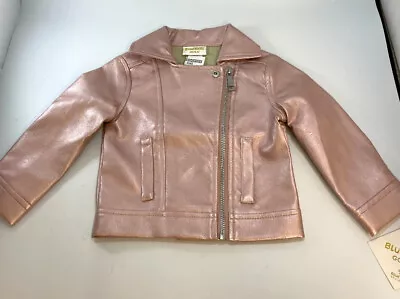Buy BlueBeri Gold Girls Metallic Pink Biker Jacket - Age 2 - BNWT • 20£