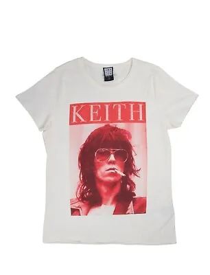 Buy Amplified The Rolling Stones Kool Keef Slim Fit Vintage White Cotton T-shirt • 18.99£