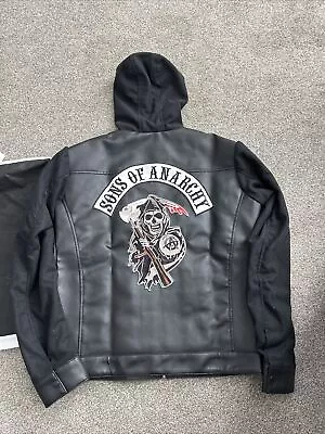 Buy Sons Of Anarchy Hooded Real Leather Jacket BRAND NEW! Size Large • 25£