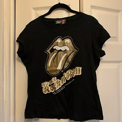 Buy New Look Black Rolling Stones T Shirt Size 16 Chest 38 Ins • 6£
